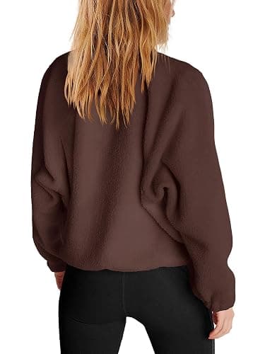 Nirovien Womens Fleece Pullover Long Sleeve Sherpa Jacket Button Down Fuzzy Sweatshirt Warm Outwear with Pockets thumbnail 2