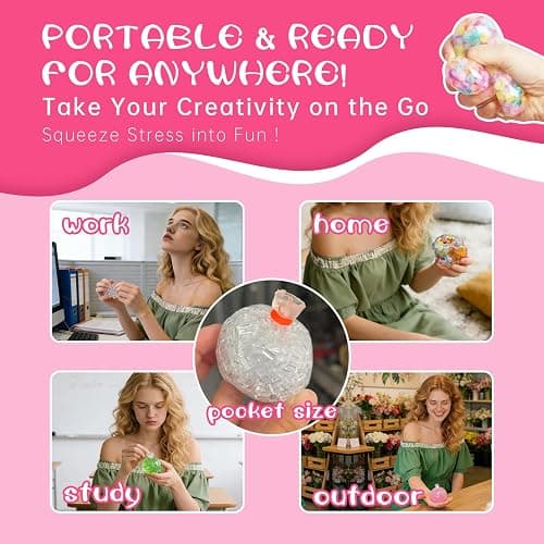 Anergoo DIY Stress Ball Making Kit – 12 TPR Ball Skins, 12 Fillers, 7-Color Slime & 5-Color Clay, Squishy Maker Kit, ASMR Sensory Toys, Squishy Makers, Creative Craft Gift Adults thumbnail 6