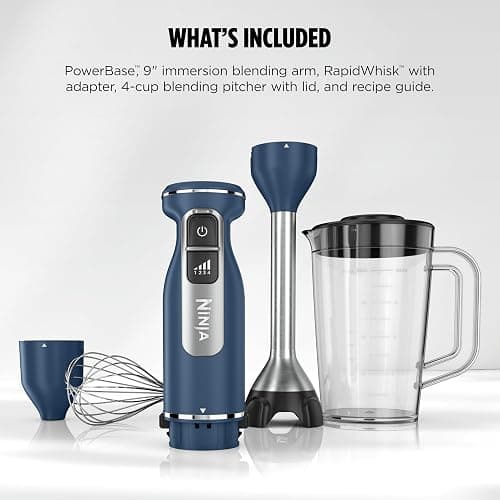 Ninja Immersion Blender and Whisk, Hand Stick Blender, 4 Speeds, with SplatterShield and PanProtect, 4-Cup Blending Vessel, Dishwasher Safe, 5-ft Cord, Ergonomic, Deep Navy, CI201ND thumbnail 10