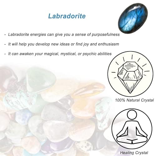 Labradorite Healing Crystal Stones, 1.25-2.0" Large Reiki Healing Gemstones Natural Tumbled Polished Stones for Energy Witchcraft Therapy Meditation thumbnail 4