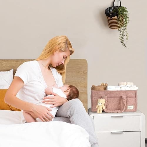 PeraBella Baby Diaper Caddy Organizer with Handle, Boy & Girl Shower Gift Basket, Portable Diaper Storage Basket Bin for Wipes, Newborn Baby Essentials Registry Search Must Haves, Car Caddy Organizer thumbnail 8