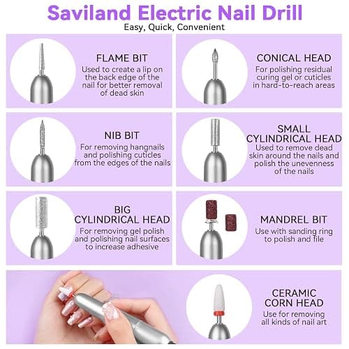 Saviland Acrylic Nail Kit with Drill – Nail Kit Acrylic Set for Nails Extension with Brush Gel Polish Builder Nail Gel Portable U V Light for Home DIY thumbnail 6