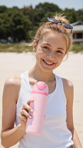 KiiKiiPaNa Insulated stainless steel kettle with straw, ideal for sports and travel, BPA-free，316 stainless steel, 20 oz (Pink) thumbnail 6