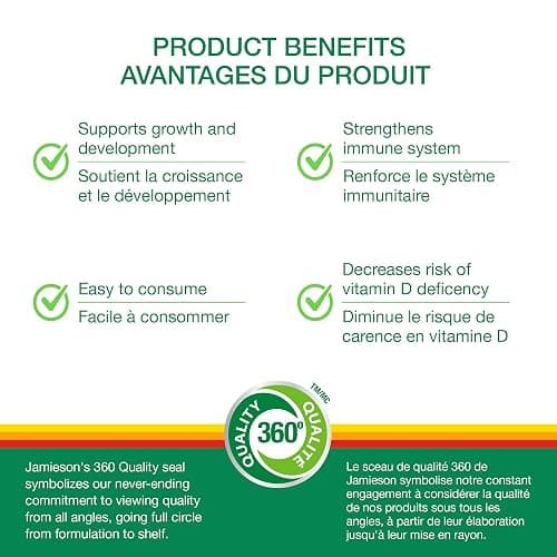 Jamieson Baby Vitamin D3 Drops 400 IU, Supports Baby's Development, Immune Health, Healthy Bones and Teeth. Pure and Premium Formula, Non-GMO, Gluten-Free, Lactose-Free, No Artificial Colours, Flavours or Preservatives, 360 Drops thumbnail 3