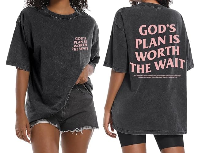 Weetiotio Christian Oversized Shirts for Women God Graphic Tees Shirts Bible Verse Jesus Shirt Religious Acid Wash Tshirts - Image 1