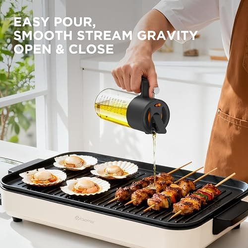 PLAPITATE 17oz/500ml Premium Olive Oil Sprayer for Cooking, 2 in 1 Glass Olive Oil Dispenser Bottle for Kitchen Gadgets, Spray Bottle with Portion Control for Salad, Frying, BBQ (Black) thumbnail 5