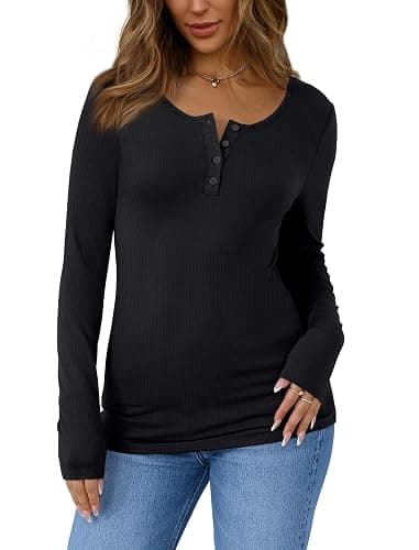 SAMPEEL Womens Long Sleeve Henley Shirts Slim Fit Tops 2025 Casual Fashion Outfits Basic Trendy T-Shirts Soft Clothing thumbnail 4