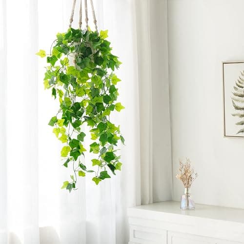 Dahey Fake Hanging Plants Artificial Decor Macrame Hanger with Artificial Vines in Pots Greenery for Wall Ceiling Bedroom Bathroom Indoor Home Decor, 1 Pack thumbnail 3