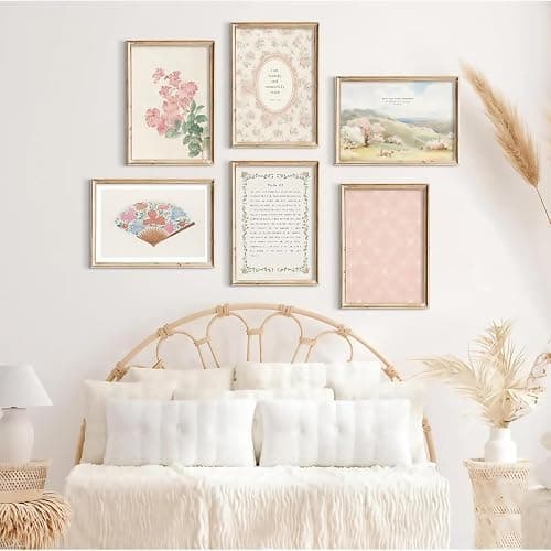 Vintage Christian Nursery Wall Art Decor Set of 6 Bible Verse Canvas Wall Decor Girl Floral Wall Art Aesthetic Scripture Pictures Jesus Religious Posters Pink Flower Prints Vintage Artwork for Classroom Bedroom Room Home Decor 8x10 Unframed thumbnail 4