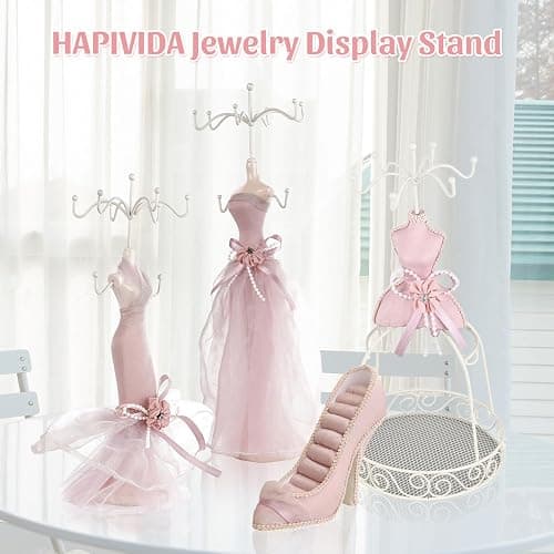 Jewelry Stand Holder, Elegant Lady Model Jewelry Organizer Mannequin Princess Dress Necklace Hanging Rack for Bracelets Earrings Rings Women Girls thumbnail 4