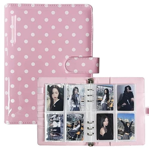 A5 Kpop Photocard Binder, 240 Slots Photo Card Holder Book Album, Pink | For Organizing Trading Card, 6 Ring A5 Binder, PU Leather Photo Card Collector collection Album,with Magnetic Buckle Closure - Image 1