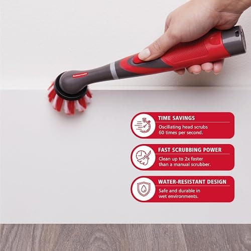 Rubbermaid Reveal Power Scrubber 18-Piece Kit, Cordless Electric Battery Powered Scrub Brush, Water Resistant, for Home/Kitchen/Bathroom/Grout/Tile/Shower/Tub thumbnail 3