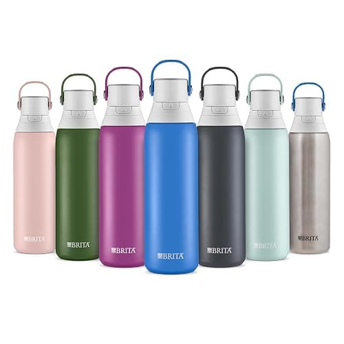 Brita Stainless Steel Premium Filtering Water Bottle, BPA-Free, Reusable, Insulated, Replaces 300 Plastic Water Bottles, Filter Lasts 2 Months or 40 Gallons, Includes 1 Filter, Glacier - 20 oz thumbnail 8