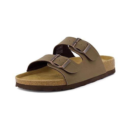CUSHIONAIRE Lane Cork Footbed Sandals for Women – Comfortable Double Buckle Slip-On with Genuine Suede Footbed & Arch Support Slides for Women Footwear - 7 - Brown thumbnail 6
