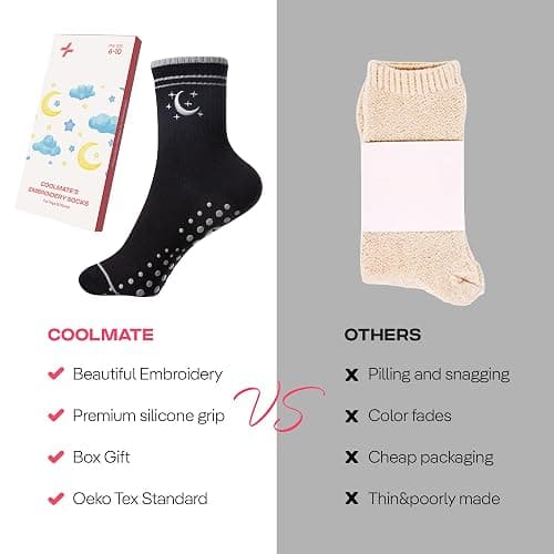 COOLMATE Pilates Socks with Grips for Women, Yoga Socks, Crew Non Slip Women for Barre, Pilates Gifts for Women thumbnail 7