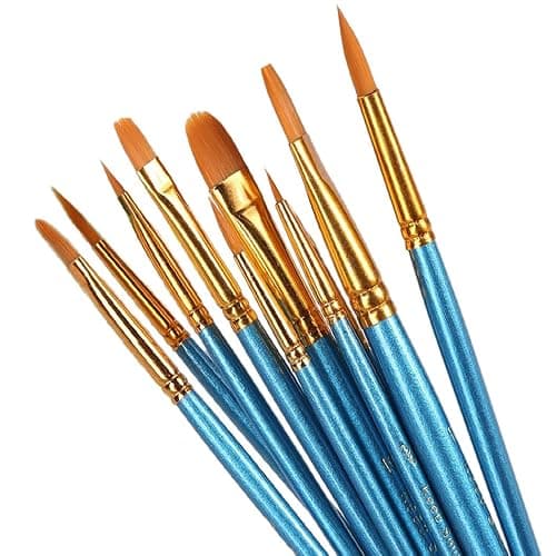 10 Pieces Synthetic Hair Paint Brush Set, Blue, for Acrylic, Oil and Watercolor Painting (1 Set) thumbnail 2