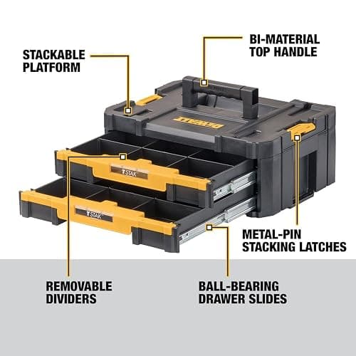 DEWALT TSTAK Tool Storage Organizer with Double Drawers, Holds Up to 16.5 lbs. (DWST17804) thumbnail 4