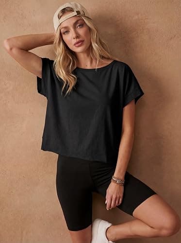 GRECERELLE Women's Open Back Workout Tops Backless Athletic Shirts Casual Crop Running Tee Y2k Yoga thumbnail 2