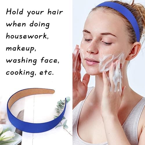 Wecoe 10 Pack Satin Headbands 1.3 Inch Wide Red Black Green Purple Brown Blue Headband Women Girls Non Slip Fashion Hair Bands Diy Costume Hair Accessories Women Girls Diademas Coreanas Para Mujer thumbnail 3