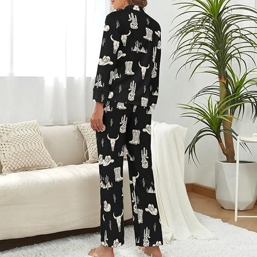 MEIKKO Flat Stylish Mahjong Women's Long-Sleeve Shirt And Full-Length Bottom Pajama Set thumbnail 3
