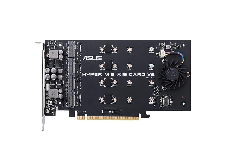 ASUS Hyper M.2 X16 PCIe 3.0 X4 Expansion Card V2 Supports 4 NVMe M.2 (2242/2260/2280/22110) Upto 128 Gbps for Intel VROC and AMD Ryzen Threadripper NVMe Raid thumbnail 3