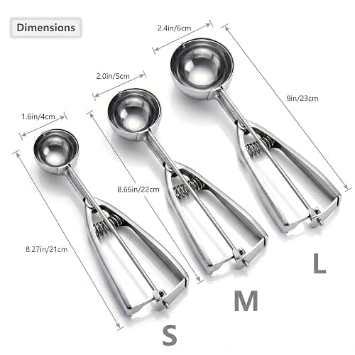 Ice Cream Scoop, 3Pcs Stainless Steel thumbnail 3