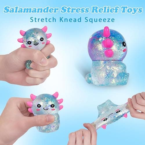 Axolotl Squishy Stress Ball, Soft TPR Slow Rising Squeeze Toy, Cute Axolotl Fidget Toy for Stress Relief, Anxiety Calming Sensory Toy for Kids Adults(Blue Seated Axolotl) thumbnail 3