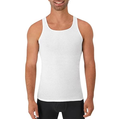 Hanes Top Undershirt Pack, 6-Pack, Moisture-Wicking Cotton Ribbed Tanks for Men thumbnail 2