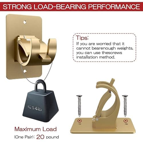 4 Pieces Self Adhesive Curtain Rod Bracket Universal Plastic Curtain Rod Holders, No Drill Curtain Rod Brackets Curtain Rod Hooks for Bathroom, Bedroom, Livingroom, Kitchen (Gold) thumbnail 5