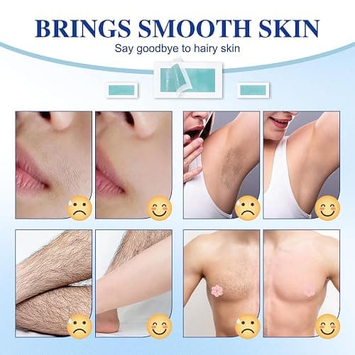 Wax Strips - (60 Count), 10 Calming Oil Wipes Hypoallergenic For Hair Removal, For Women and Men, Face Waxing Kit For Women, Body Wax Strips - Brazilian Waxing, Suitable For All Skin Types. thumbnail 4