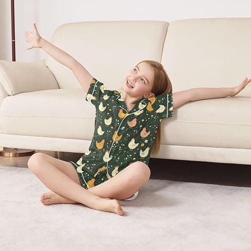 ALAZA Paris Eiffel Tower Blossom Flower Satin Pajamas Set Short Sleeve Button Down Sleepwear Summer Pjs 2 Piece thumbnail 5
