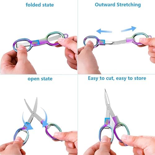 2PCS Folding Scissors, Stainless Steel Safety Portable Mini Travel Small Scissors, Foldable Pocket Badge Scissor, Suitable for Travel, Home, Office, Craft, Sewing, Nurse Accessories thumbnail 5