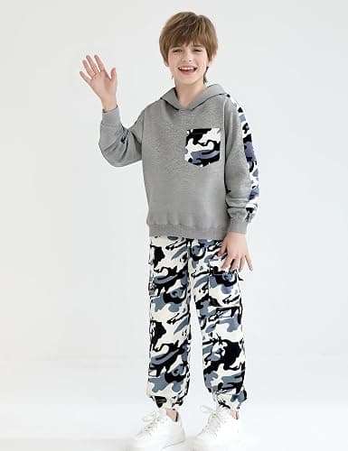 mksodopy Boys Clothes Boy Outfits 2-Piece Long Sleeve Hoodie and Camouflage Pants Boys Clothing for 6-16 Years thumbnail 5
