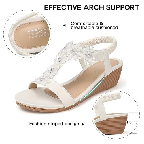 SHIBEVER Wedge Sandals for Women Dressy: Summer Platform Comfortable Low Wedges Womens Sandal thumbnail 5