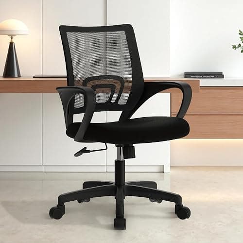 ETONEX Office Chair with Ergonomic Mid Back Cushion Lumbar Support Adjustable Swivel Rolling Computer Gaming Desk Chair Comfy Mesh Seat Wheels Home Executive Use (1, All Black) thumbnail 8