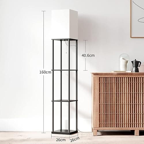 SUNMORY Stehlampe Wohnzimmer, Regal Dimmbar Inklusive 3-Farbtemperatur-LED-Lampe, Stehleuchte für Wohnzimmer, Schlafzimmer, Arbeitszimmer und Büro, Schwarz thumbnail 5