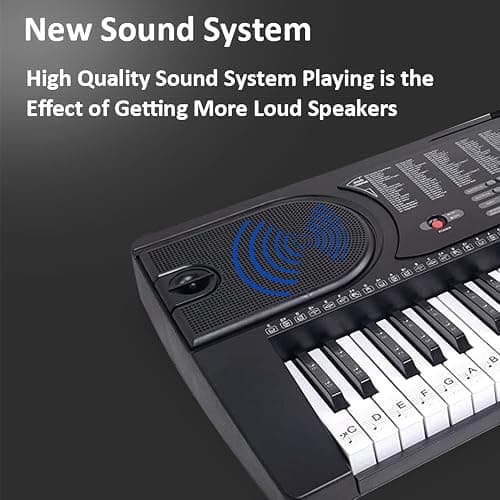 Crystals® 61 Keys Electronic Teaching Keyboard Digital Music Piano Instrument & Microphone with Keyboard Stand - Black (With Double Braced Stand) thumbnail 3