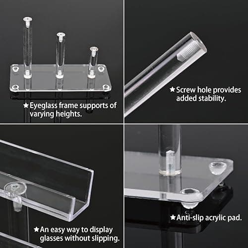 MOOCA 3 Tier Premium Acrylic Eyewear Display Stand, Sunglasses Rack Holder, Sunglasses Stand, Eyewear Organizer for Eyeglasses, 5 in H thumbnail 6