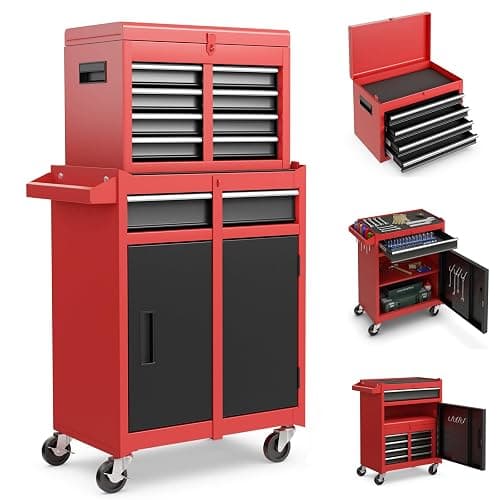 IRONMAX Rolling Tool Chest, Lockable 5-Drawer Tool Cabinet w/Side Slot & Universal Wheels, 2 in 1 Detachable Tool Box Storage Organizer for Garage Workshop Auto Shop - Image 1