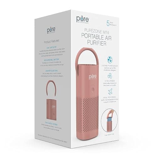 Pure Enrichment PureZone Mini Portable Air Purifier - Cordless True HEPA Filter Cleans Air & Eliminates 99.97% of Dust, Odors, & Allergens Close to You - Cars, School, & Office (Blush) thumbnail 9