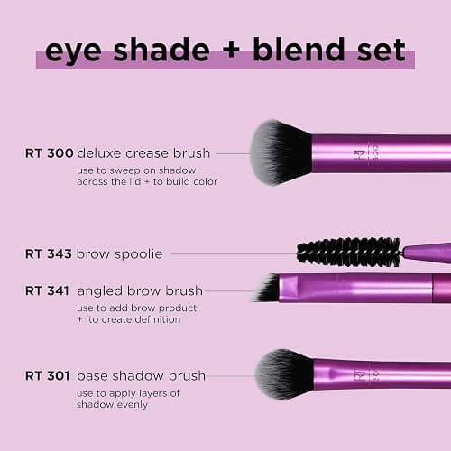 Real Techniques Eye Shade & Blend Makeup Brush Trio, For Eyeshadow & Liner, Makeup Tools for Shaping & Grooming Brows, Defined Makeup Look, Synthetic Bristles, Vegan & Cruelty-Free, 3 Count thumbnail 3
