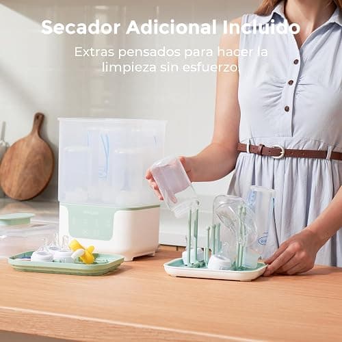 Momcozy Esterilizador y Secador Eléctrico para Biberones, Capacidad para 6 Biberones, Dispositivo 4 en 1 para Biberones, Accesorios y Extractores de Leche, con Soporte de Secado Incluido thumbnail 9