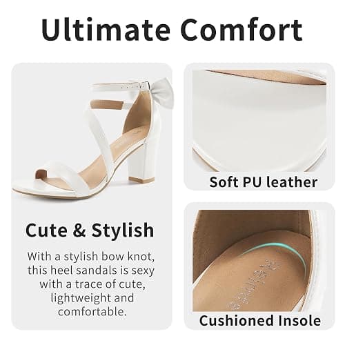 Reimferce Comfortable Block Heels for Women: 3.14" Stable Walk for Confidence on Wedding - Elegant Bow Ankle Strap & Cushioned Insole for Bride & Bridesmaids thumbnail 4