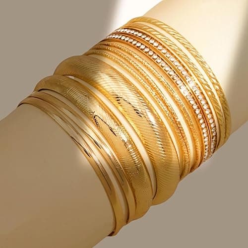 ANYILVTULI Gold Bangle Bracelets for Women Gold Bangles Indian Jewelry Fashion Disco Bangle Bracelets Gold Bracelet Set thumbnail 3
