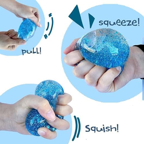 Kiedle Premium Glitter Stress Ball, Odor-Free Cool Cute Sensory Squishy Squeeze Nice Fidget Squish Toy - 2.25" Ball thumbnail 4