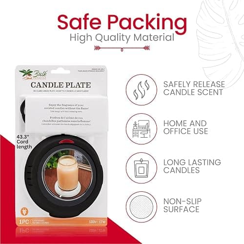 Candle Warmer Plate Safely Releases Scents Without a Flame- Used as Candle Jar Warmer, Candle Melter, Coffee Warmer, Mug Warmer, Cup Warmer in Your Home & Office (Black) thumbnail 6