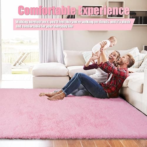 Shag Area Rug for Bedroom 5x8,Pink Fluffy Area Rugs for Living Room,Soft Fuzzy Rug Non-Shedding Indoor Plush Carpet for Kids Bedroom Nursery Dorm Home Decor thumbnail 5