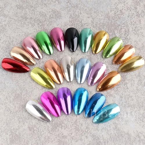 Metallic Mirror Chrome Nail Powder Set, 23 Colors Magic Mirror Y2K Gold Silver Decorations Rubbing Nail Art Glitter Pigment Flakes Manicure Accessories (23pcs Chrome Powder) thumbnail 9