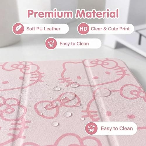 Cute Girly iPad Case with Rotating Stand Compatible with iPad (A16) 11th Generation 11 Inch 2025 & iPad 10th Gen 10.9 Inch 2022, Protective Folio Tablet Cover for Women Girls Teens Kids (Cute Cate) thumbnail 3