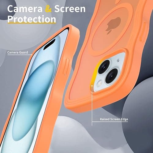 iYavvort Magnetic for iPhone 15 Case, [Compatible with MagSafe] [Military Grade Drop Protection] Translucent Matte Shockproof Anti-Scratch Phone Cover (Orange) thumbnail 5